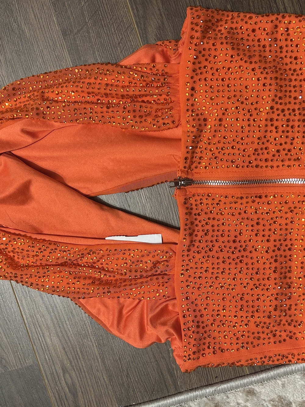 Orange Rhinestone Embellished Top - Picture 2 of 3